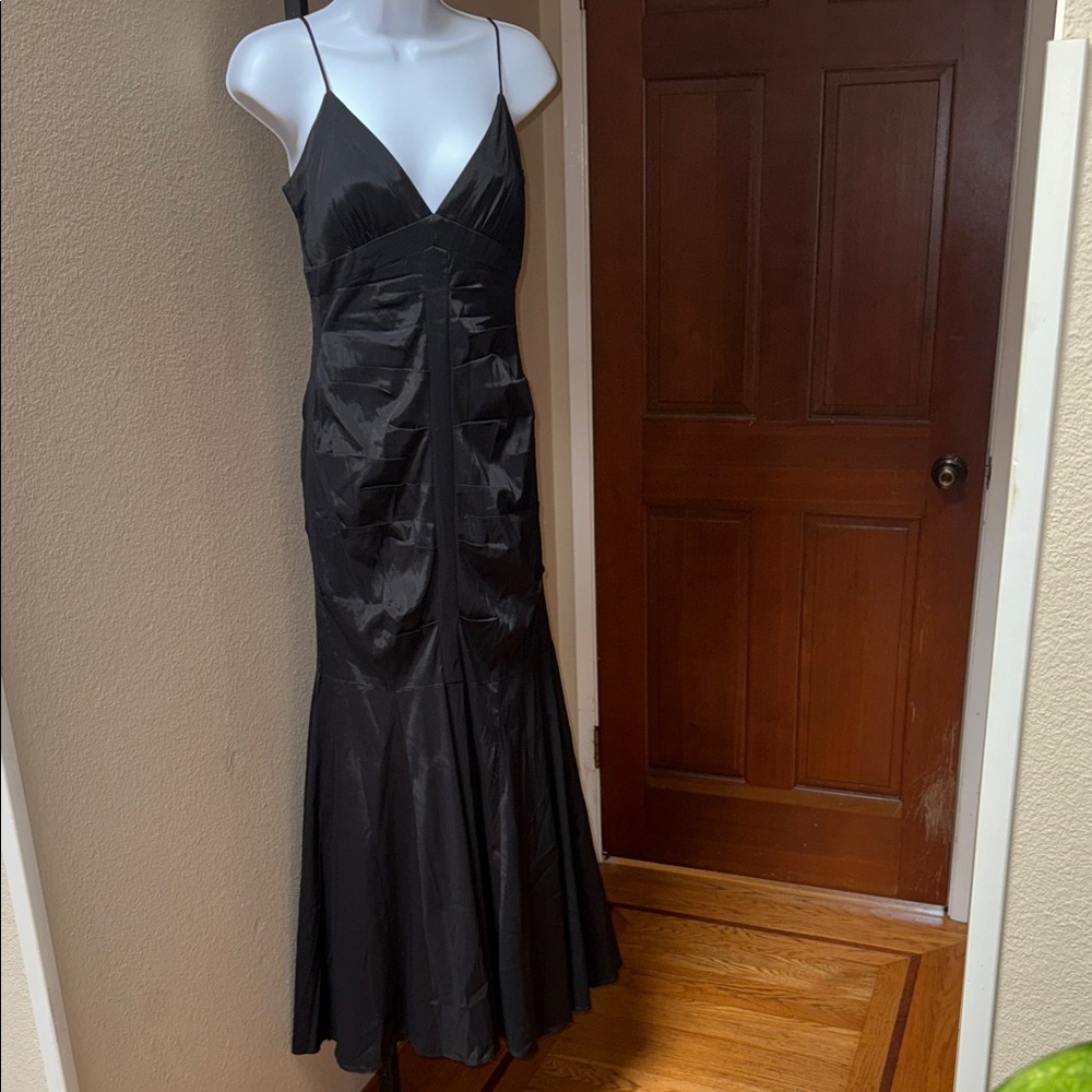 VTG Rare Cache Sleeveless Ruched Matte Taffeta Formal Evening Gown Dress Sz 4
